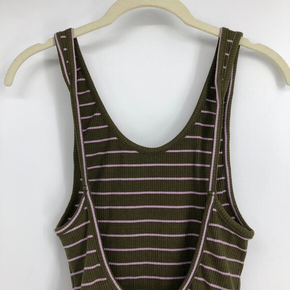 Urban Outfitters Out From Under Green/Pink Striped Ribbed Tank Cheeky Bodysuit S - Picture 10 of 15